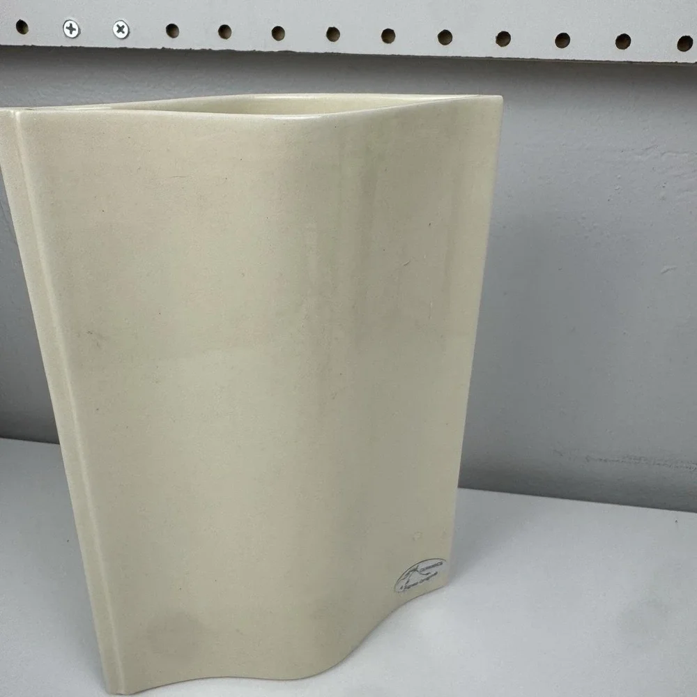 Vtg MCM Sculptural Asymmetrical Ceramic Vase Studio Pottery Japandi‎ Floral